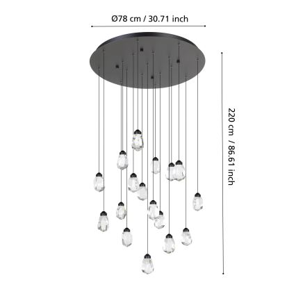 Eglo - LED Hämardatav lühter 17xLED/3W/230V 3000K must/läbipaistev