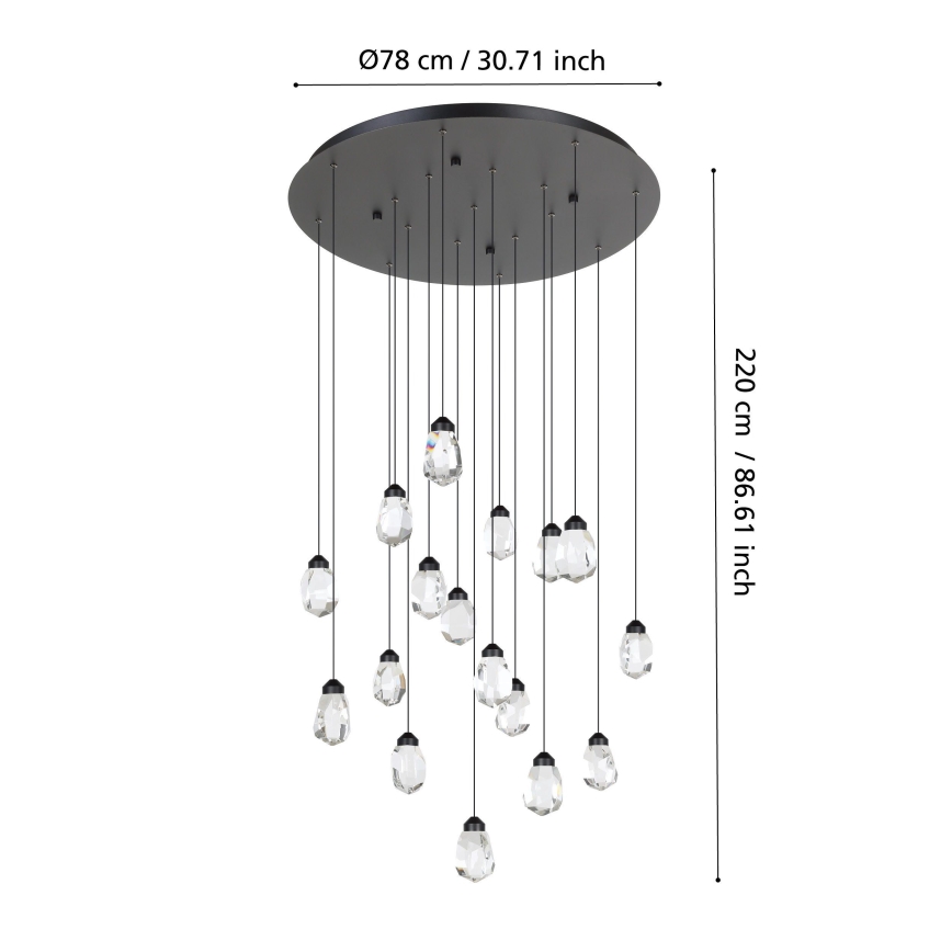 Eglo - LED Hämardatav lühter 17xLED/3W/230V 3000K must/läbipaistev