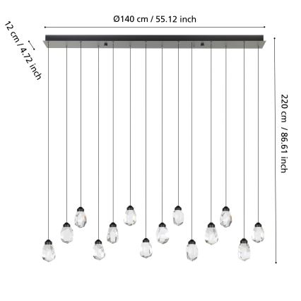 Eglo - LED Hämardatav lühter 14xLED/3W/230V 3000K must/läbipaistev