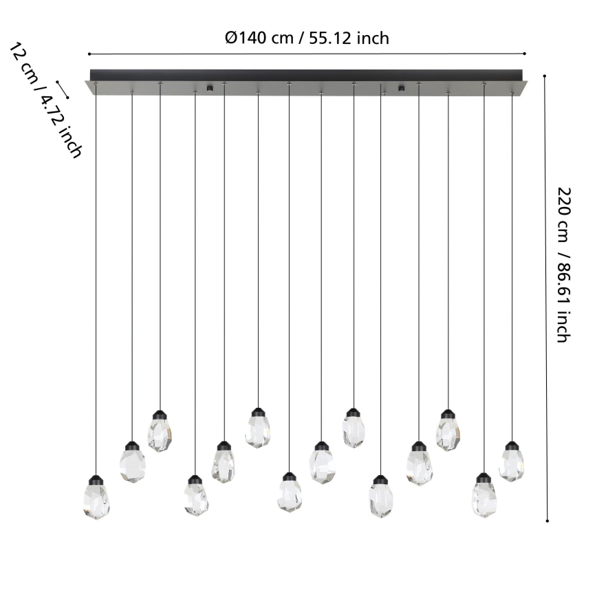 Eglo - LED Hämardatav lühter 14xLED/3W/230V 3000K must/läbipaistev