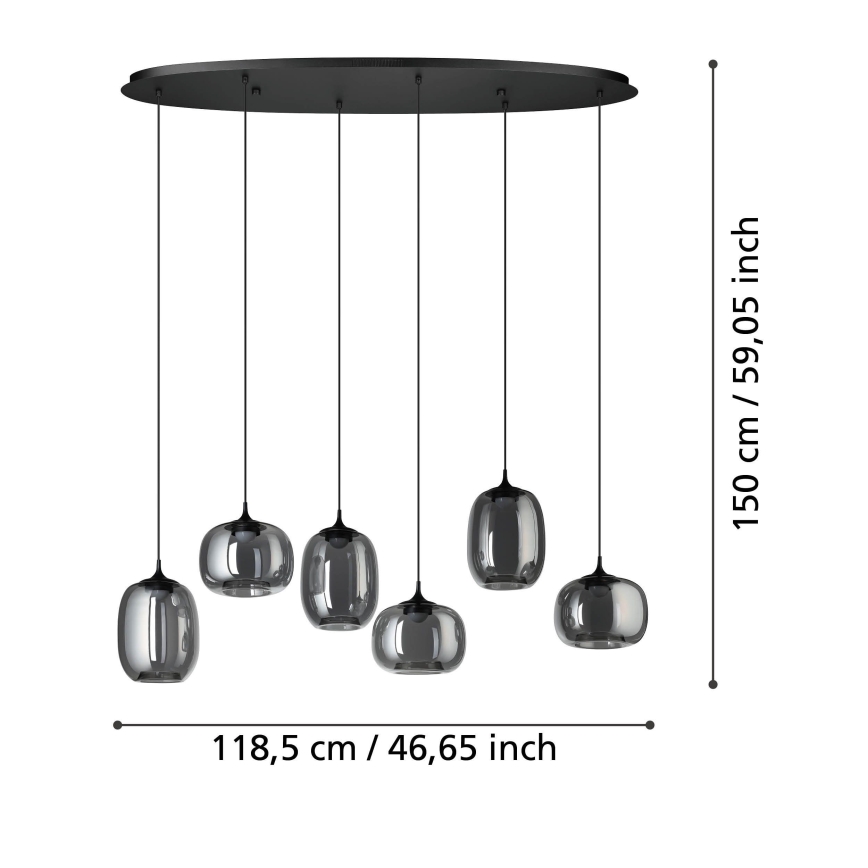 Eglo - LED Hämardatav lühter 6xLED/3,7W/230V 2700-6500K suitsune + kaugjuhtimispult