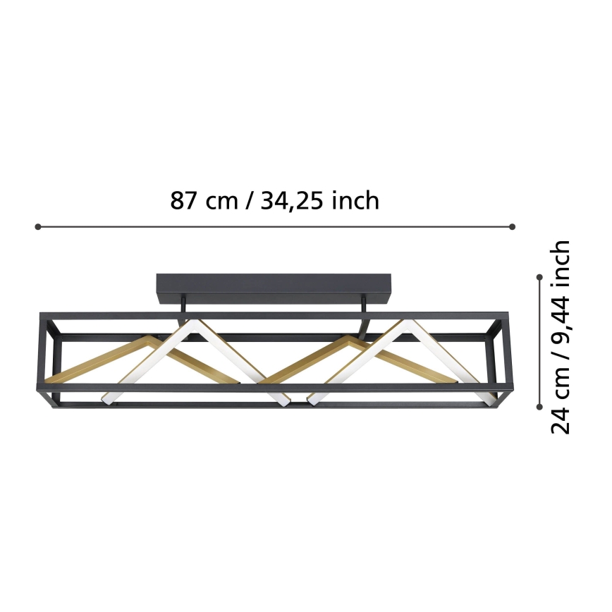 Eglo - LED Hämardatav pinnale kinnitatav lühter LED/45W/230V 2700-6500K must/kuldne + kaugjuhtimispult