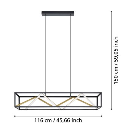 Eglo - LED Hämardatav lühter LED/46W/230V 2700-6500K must/kuldne + kaugjuhtimispult