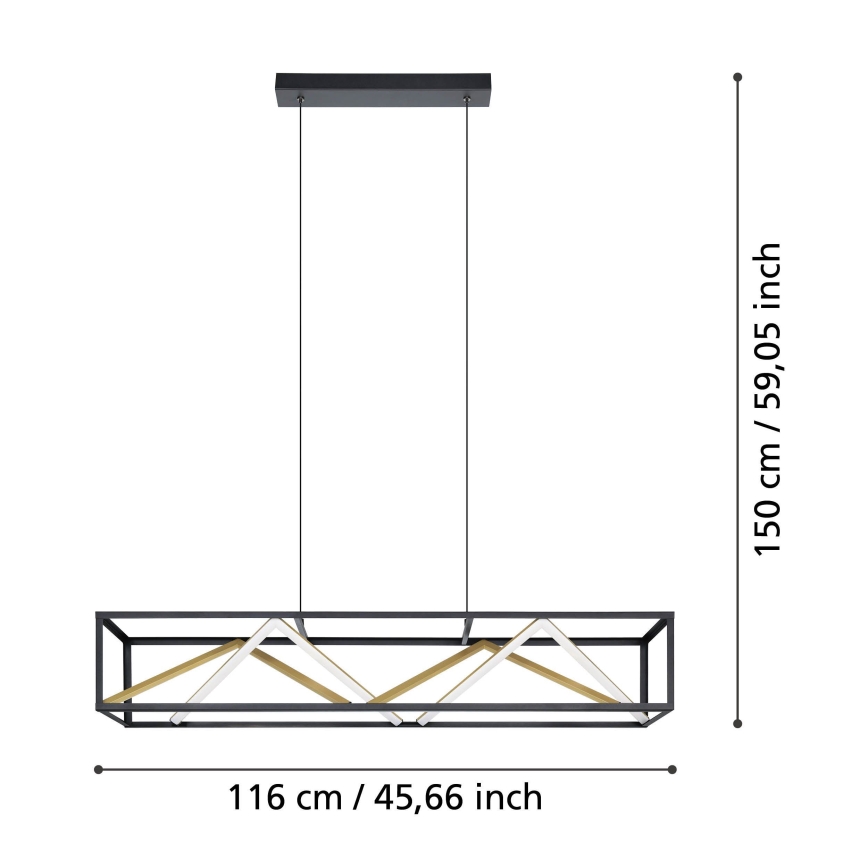 Eglo - LED Hämardatav lühter LED/46W/230V 2700-6500K must/kuldne + kaugjuhtimispult