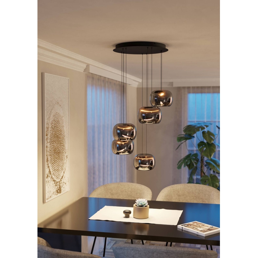 Eglo - LED hämardatav rippvalgusti kaablil 5xLED/5,8W/230V must/suitsune