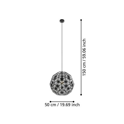 Eglo 39619 - Lühter 1xE27/60W/230V d. 50 cm must