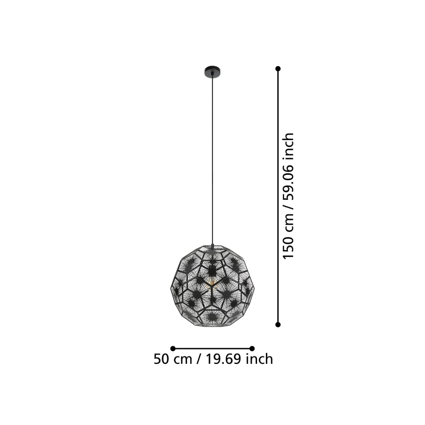 Eglo 39619 - Lühter 1xE27/60W/230V d. 50 cm must