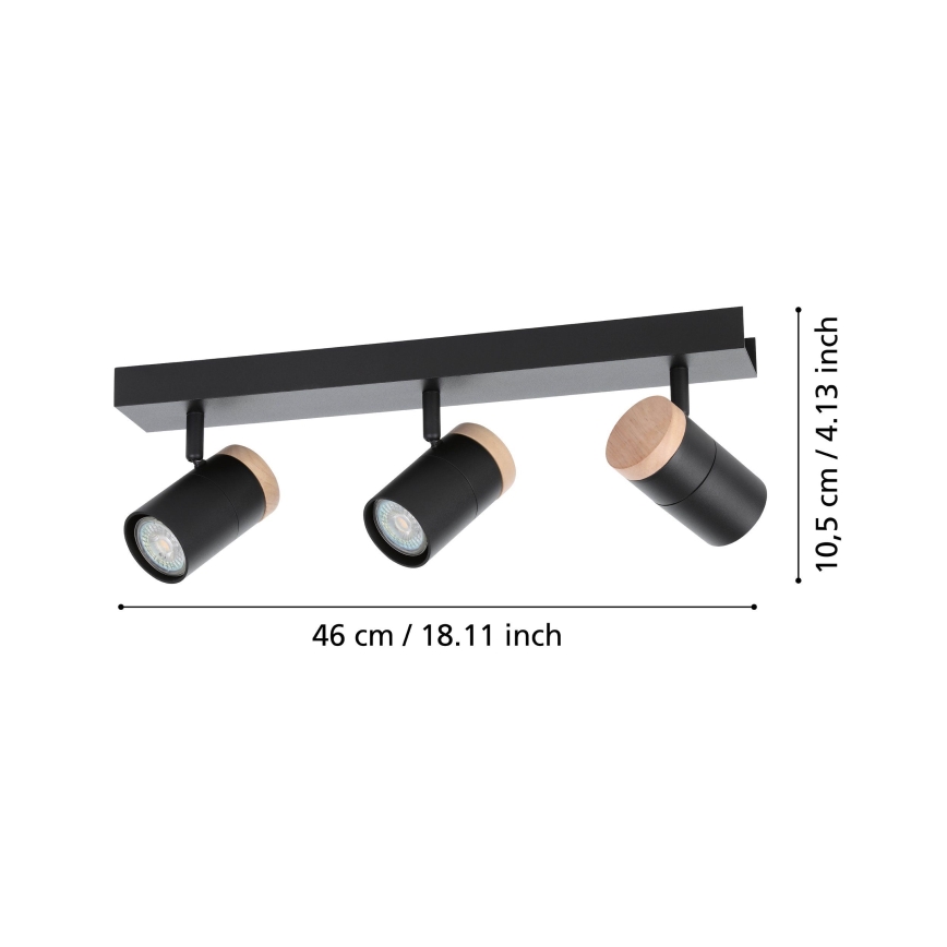 Eglo - LED Kohtvalgusti 3xGU10/4,5W/230V 3000K must/pruun