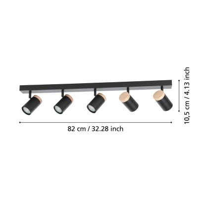 Eglo - LED Kohtvalgusti 5xGU10/4,5W/230V 3000K must/pruun