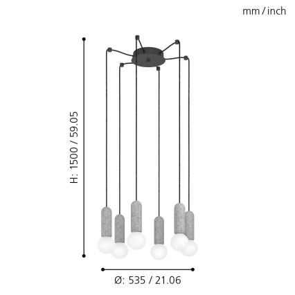 Eglo - Lühter 6xE27/40W/230V ämblik