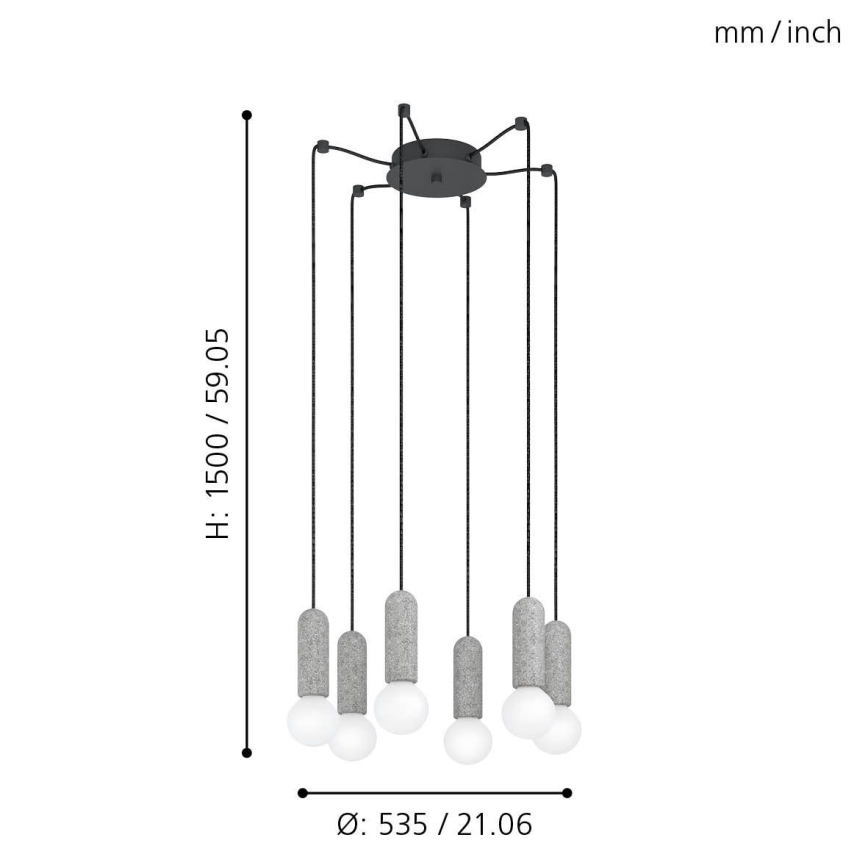 Eglo - Lühter 6xE27/40W/230V ämblik