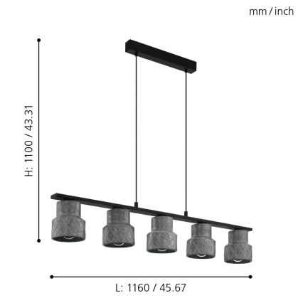 Eglo - Lühter 5xE27/40W/230V