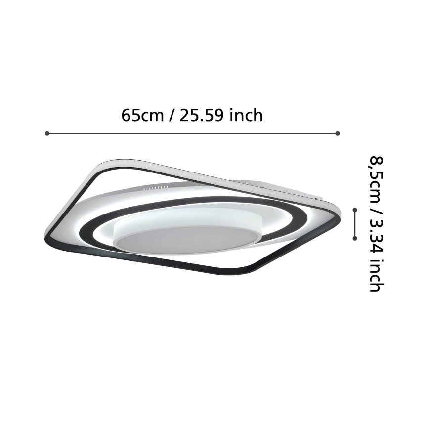 Eglo - LED Hämardatav laevalgusti LED/28W/230V+LED/13W+ LED/2,8W 3000-6500K must + kaugjuhtimispult