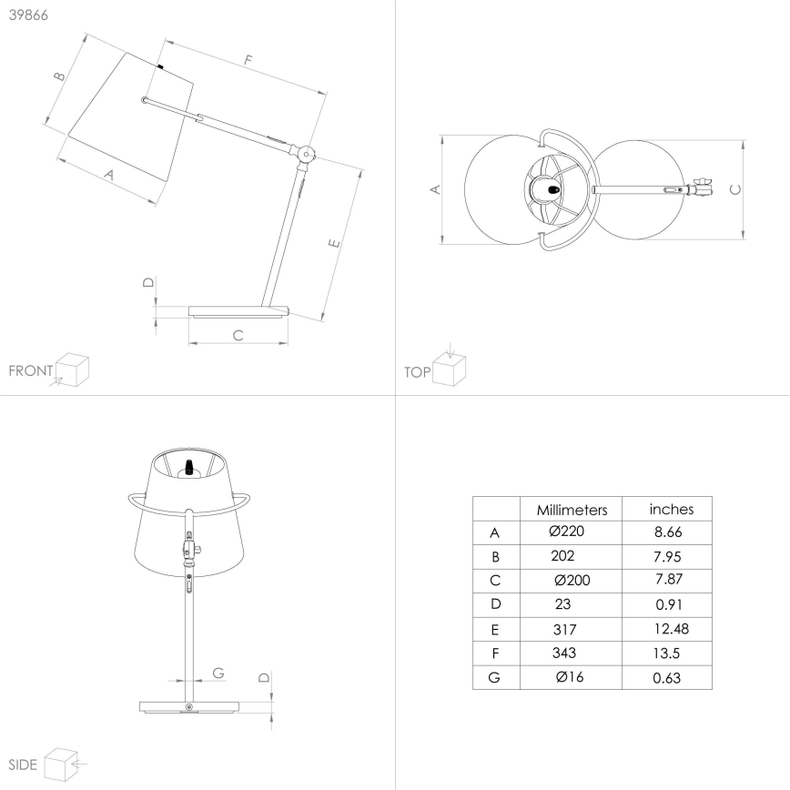Eglo 39866 - Laualamp GRANADILLOS 1xE27/40W/230V