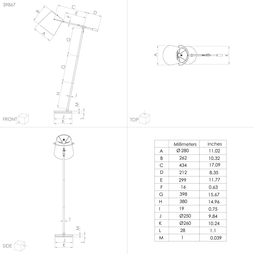 Eglo 39867 - Põrandalamp GRANADILLOS 1xE27/40W/230V