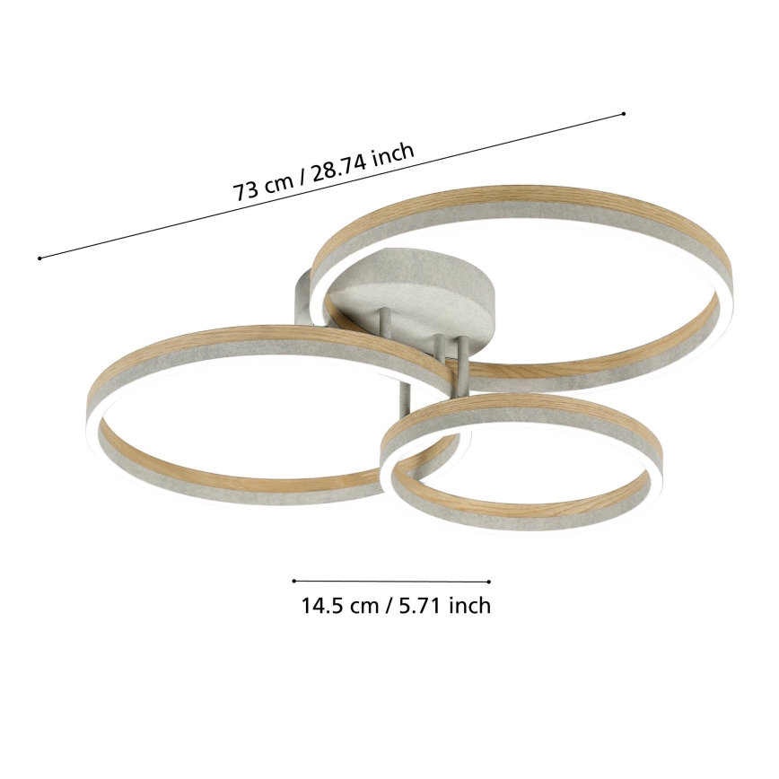 Eglo - LED Hämardatav pinnale kinnitatav lühter LED/12,5W/230V + 2xLED/15,5W 3000K hall/tamm