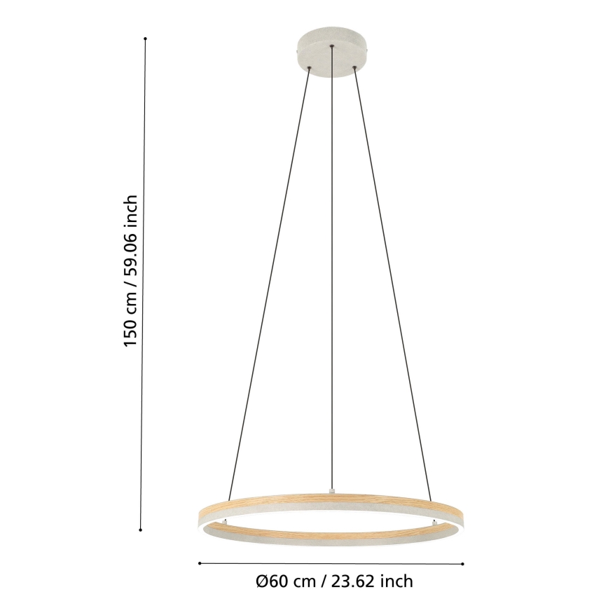 Eglo - LED Hämardatav lühter LED/36W/230V 3000K hall/tamm