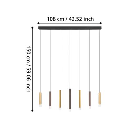 Eglo - LED Hämardatav lühter 7xLED/3,1W/230V 3000K antratsiit/kuldne
