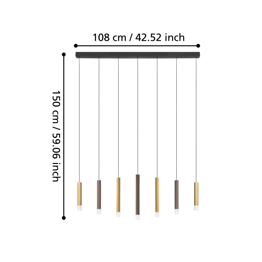 Eglo - LED Hämardatav lühter 7xLED/3,1W/230V 3000K antratsiit/kuldne