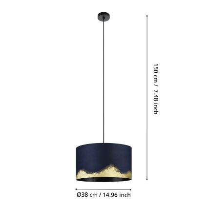 Eglo - Lühter 1xE27/40W/230V d. 38 cm sinine/kuldne