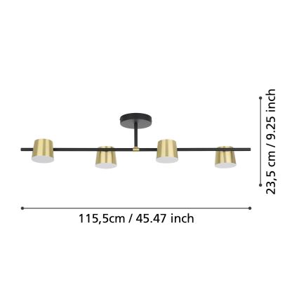 Eglo - LED Pinnale kinnitatav lühter 4xGU10/4,6W/230V 3000K kuldne