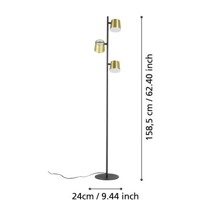 Eglo - LED Põrandalamp 3xGU10/4,6W/230V 3000K kuldne