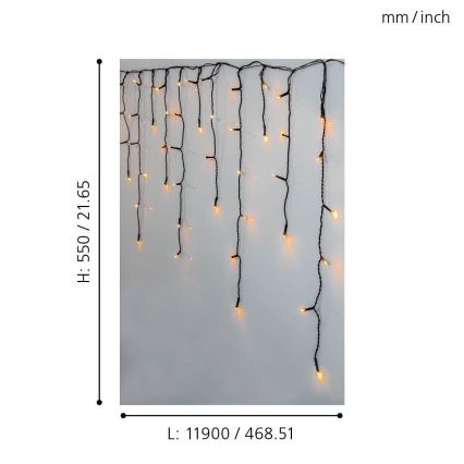 Eglo 410824 - LED Väli valguskett 480xLED/17x0,55m IP44 soe valge