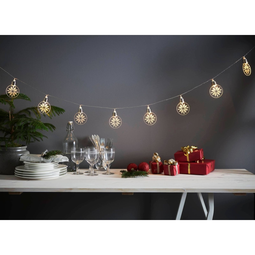 Eglo 411112 - LED Valguskett ORNAMENT 10xLED/3xAA 1,8m soe valge