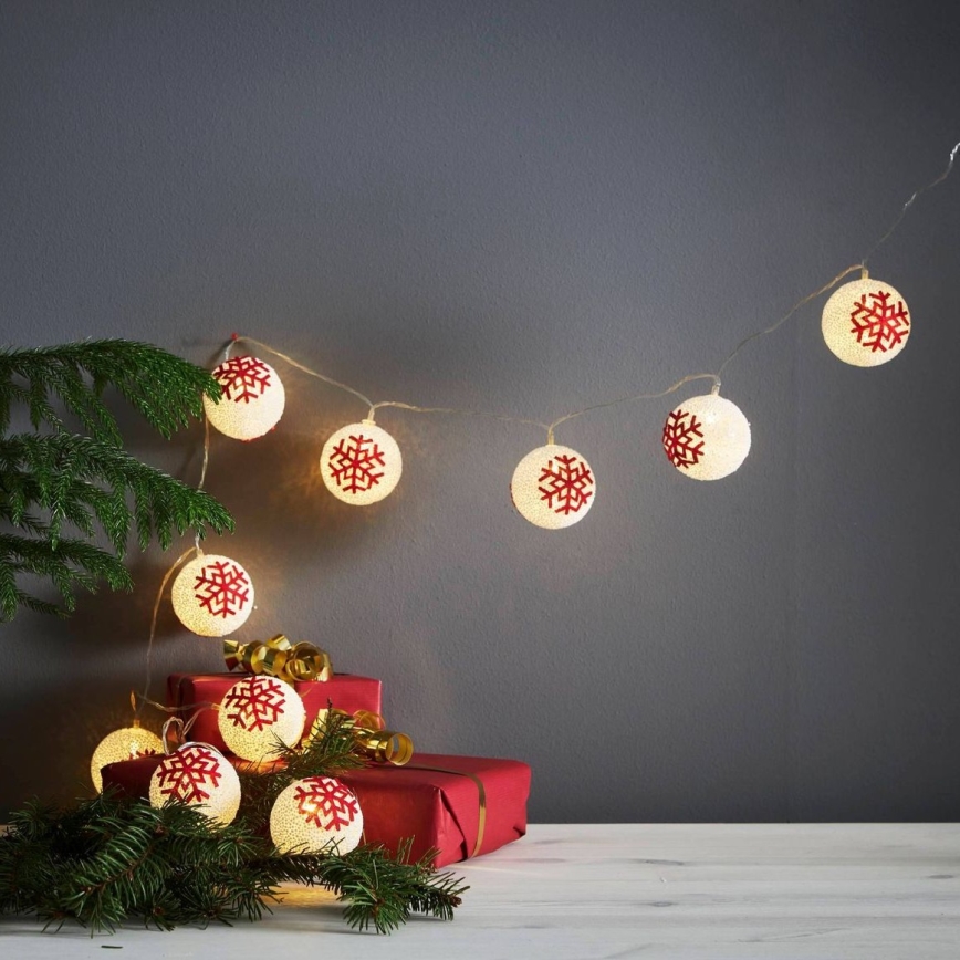 Eglo 411113 - LED Valguskett ORNAMENT 10xLED/3xAA 1,65m soe valge