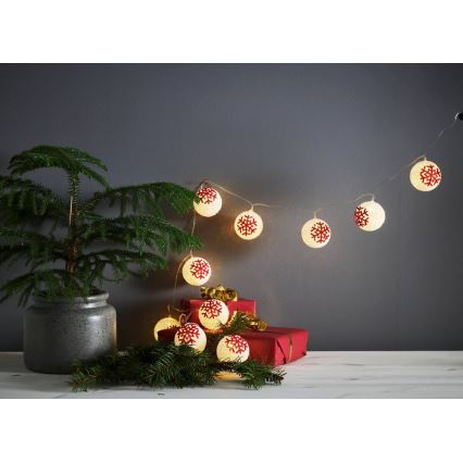 Eglo 411113 - LED Valguskett ORNAMENT 10xLED/3xAA 1,65m soe valge