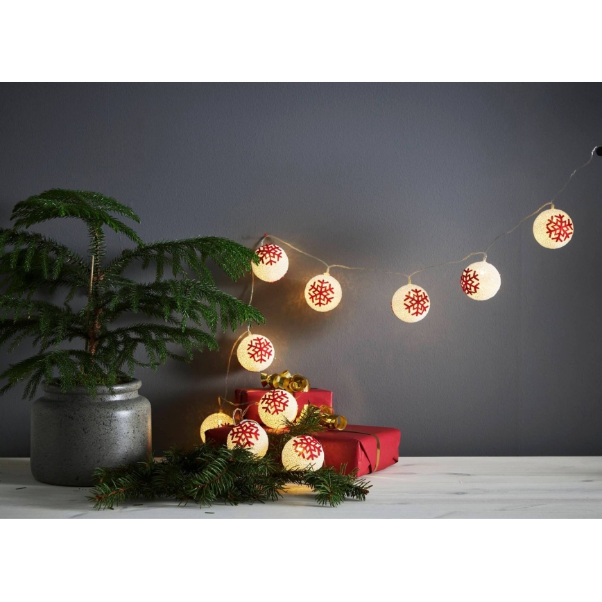 Eglo 411113 - LED Valguskett ORNAMENT 10xLED/3xAA 1,65m soe valge