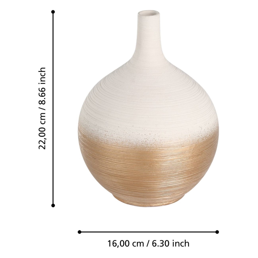Eglo - Keraamiline vaas 22x16 cm valge/kuldne