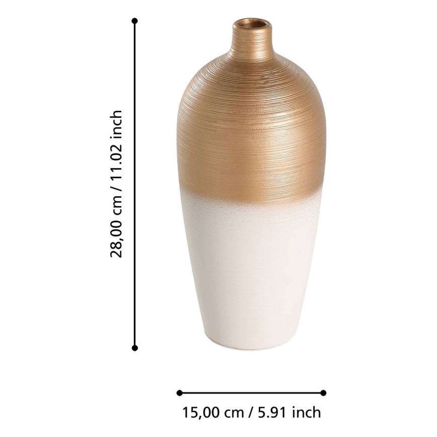 Eglo - Keraamiline vaas 28x15 cm valge/kuldne