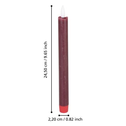 Eglo - KOMPLEKT 2X LED Küünal LED/1xAAA 24,5 cm punane
