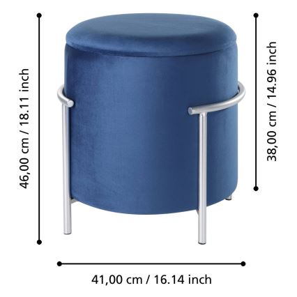 Eglo - Taburett 46x41 cm sinine/kroom