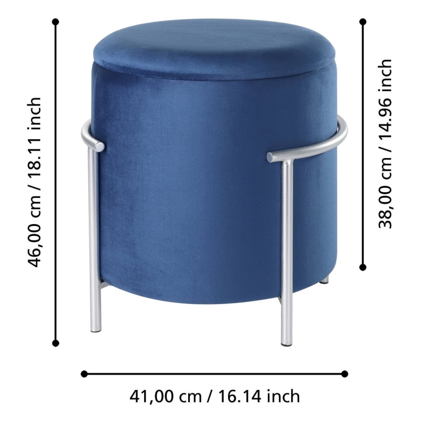 Eglo - Taburett 46x41 cm sinine/kroom