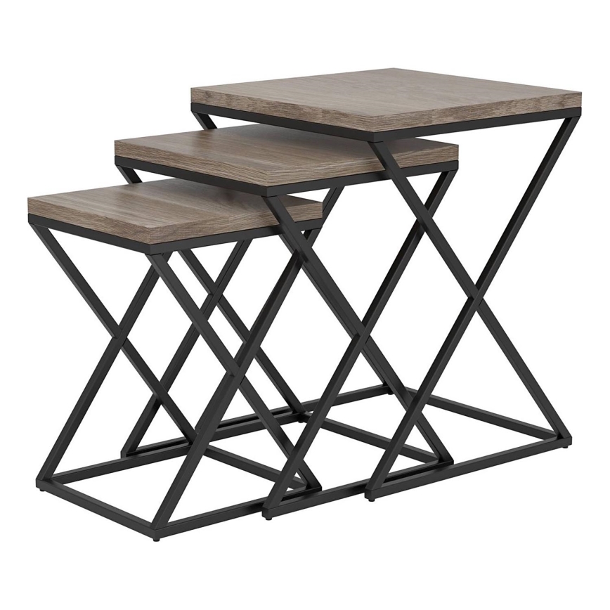 Eglo 424783 - 3‑osaline CLONMANY kõrvallaudade komplekt, pruun/must