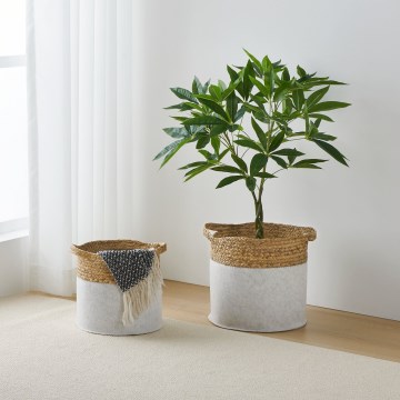 Eglo 426584 - Komplekt 2 tk dekoratiivkorve NANAE 30x31 cm valge/beež