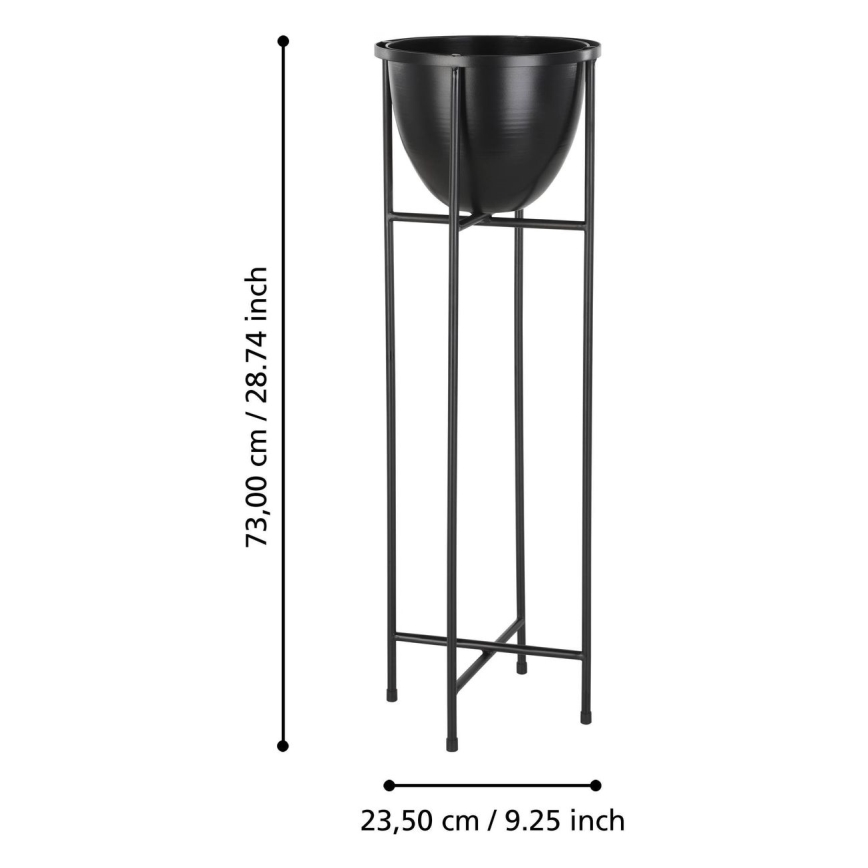 Eglo - Metallist lillepott 73x23,5 cm must