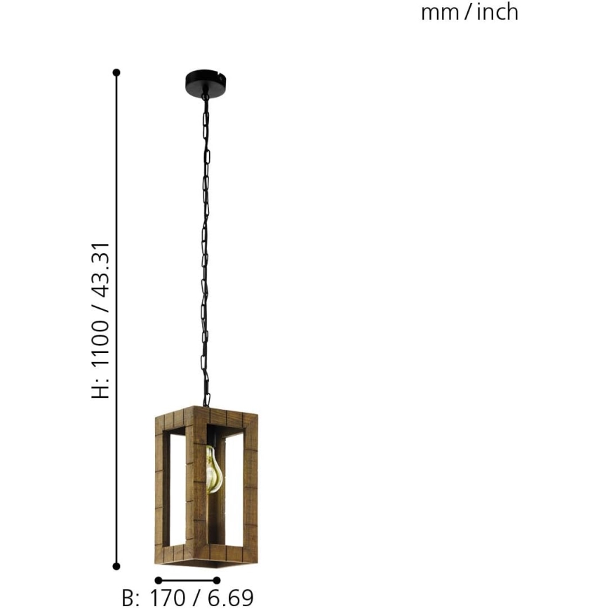 Eglo 43105 - ketiga rippuv lühter TAKHIRA 1xE27/60W/230V vaher