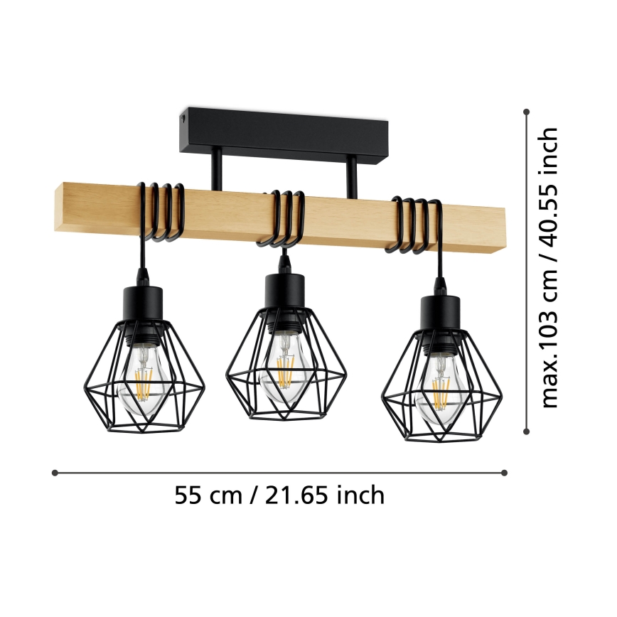Eglo - Pinnale kinnitatav lühter TOWNSHEND 3xE27/60W/230V mänd
