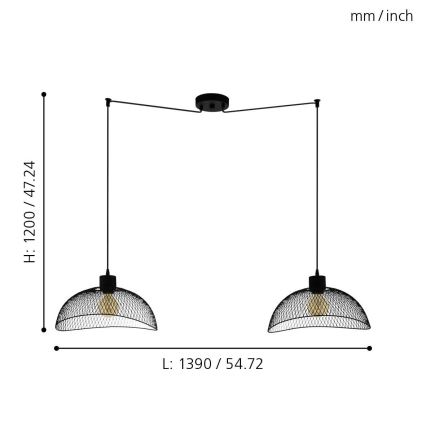 Eglo - Lühter 2xE27/60W/230V ämblik