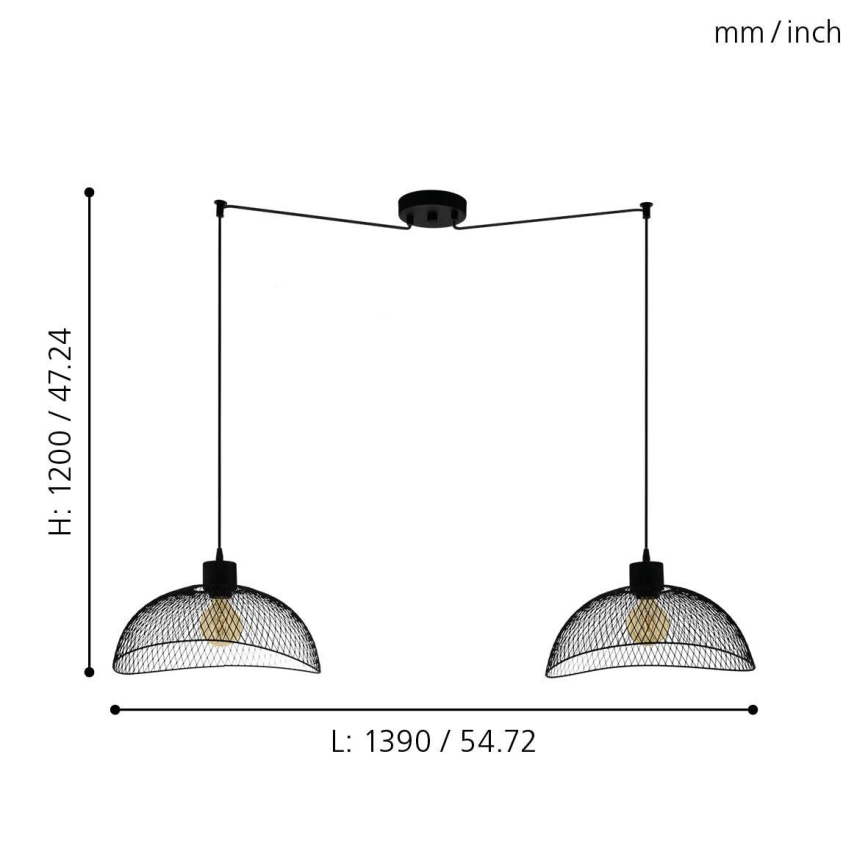 Eglo - Lühter 2xE27/60W/230V ämblik