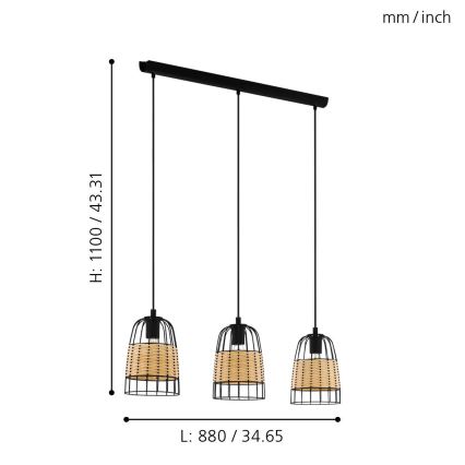 Eglo - Lühter 3xE27/40W/230V