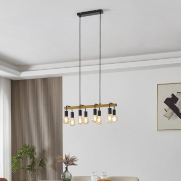 Eglo 43316 - Ripplamp kaabliga ERRIBERA 8xE27/40W/230V tamm/must