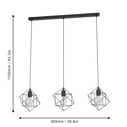 Eglo - Lühter 3xE27/60W/230V