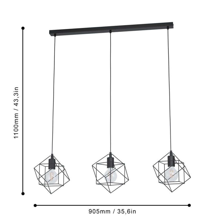 Eglo - Lühter 3xE27/60W/230V