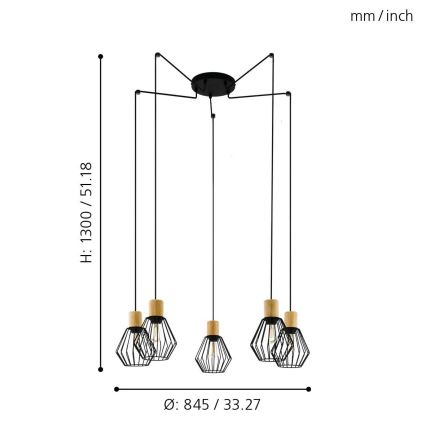 Eglo - Lühter 5xE27/60W/230V ämblik