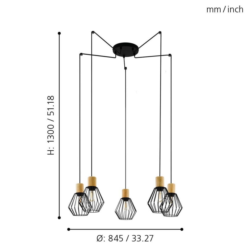 Eglo - Lühter 5xE27/60W/230V ämblik