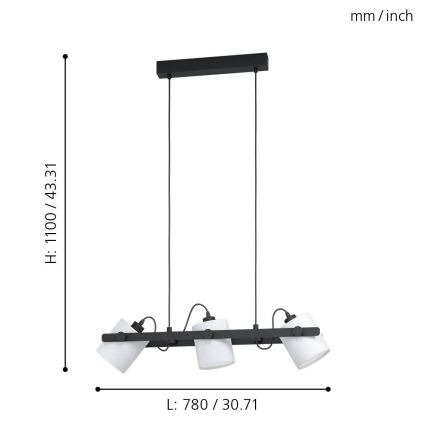 Eglo - Lühter 3xE27/28W/230V